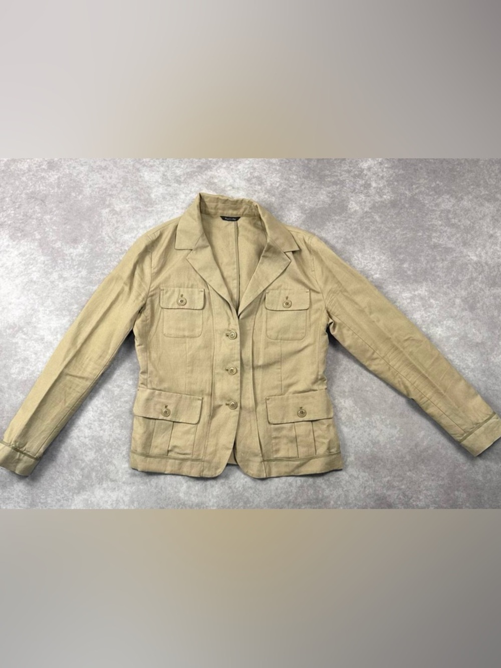 [266] Max Mara WEEKEND LINE Vintage Women's Linen Jacket size 12 Brown Khaki